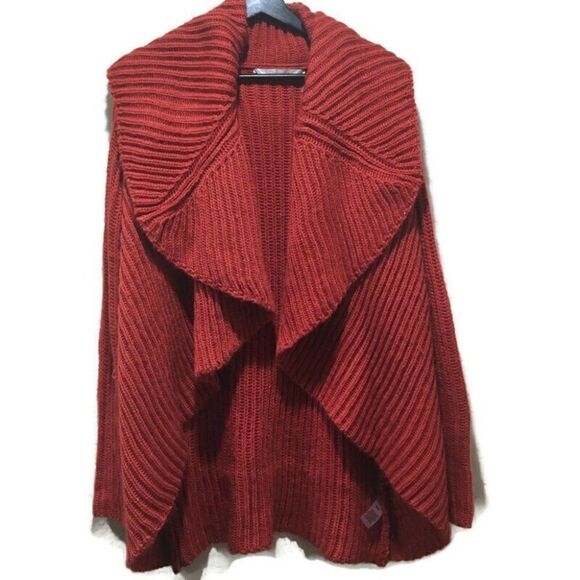Soft Surroundings Burnt Orange Open waterfall chunky knit cardigan XS - Picture 1 of 5